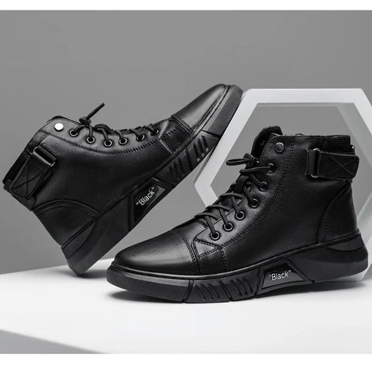 Black Boots™ - Svarta varma stövlar i läder
